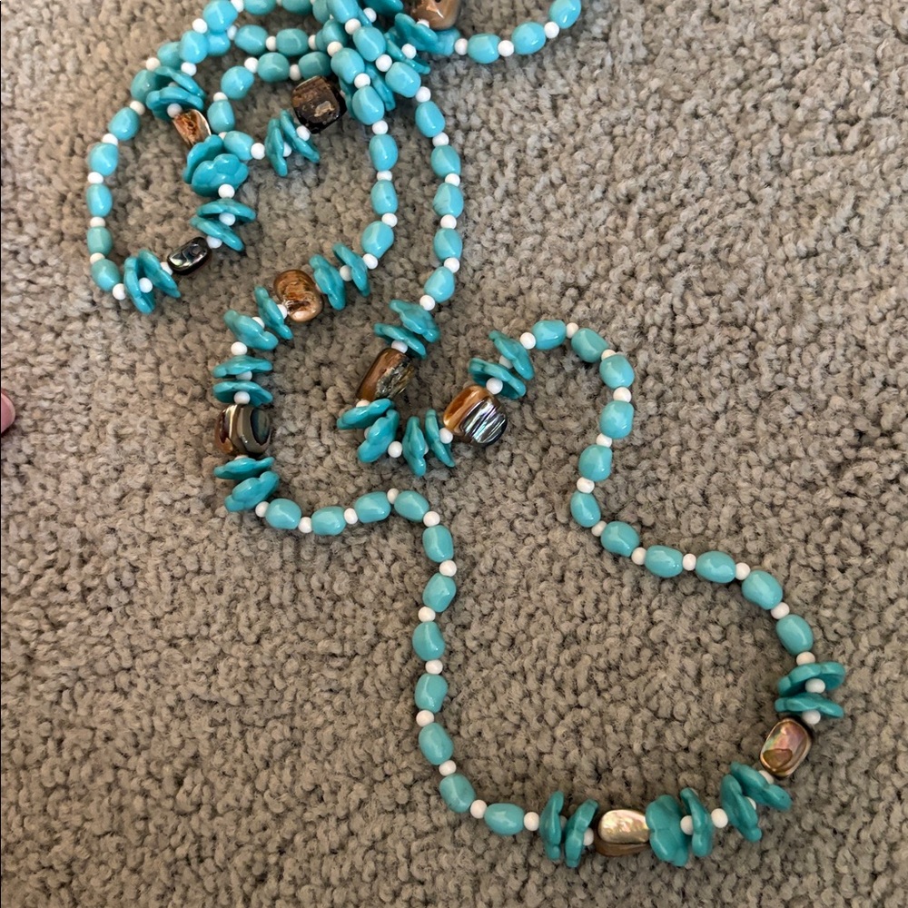 Miriam Haskell Turquoise Bead Long Necklace with Metallic Accents - Picture 4 of 4